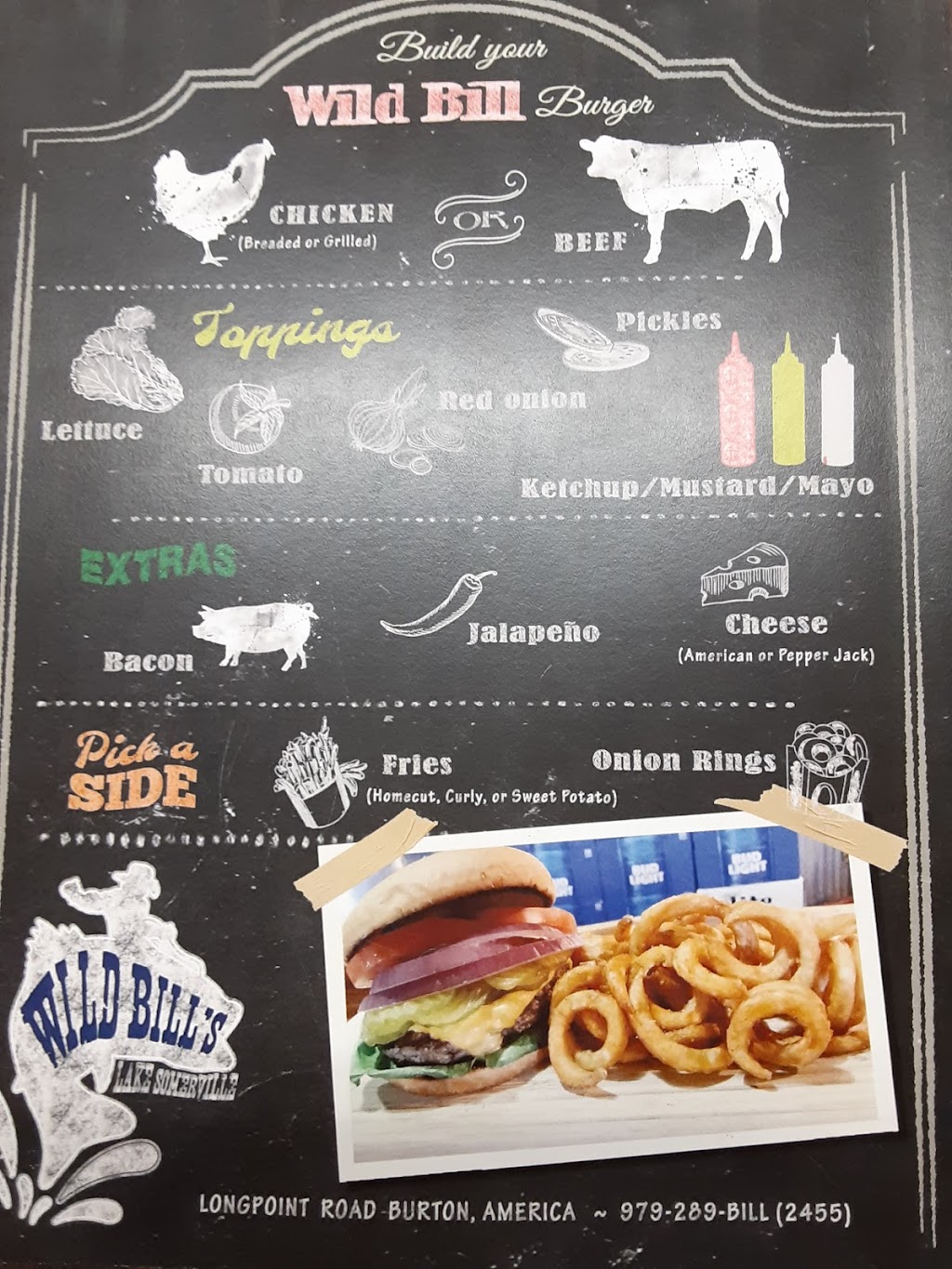 Wild Bills | restaurant | 10091 Longpoint Rd, Brenham, TX 77833, USA | 9792892455 OR +1 979-289-2455