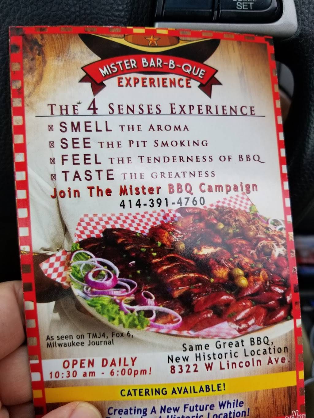 Mister Bar-B-Que | restaurant | 8322 W Lincoln Ave, West Allis, WI 53219, USA | 4143914760 OR +1 414-391-4760