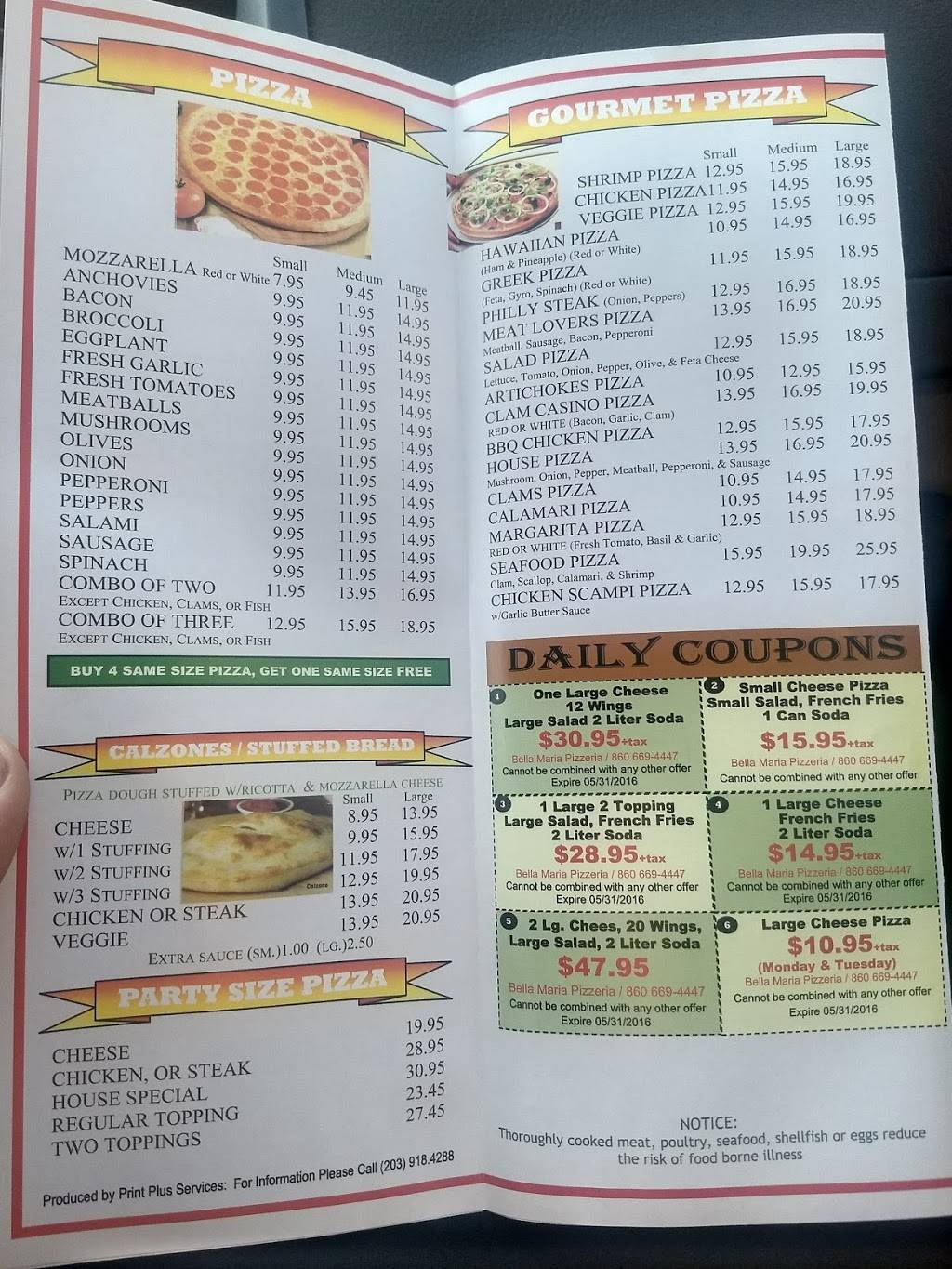 Bella Maria Pizzeria | restaurant | 153 Glenwood Rd, Clinton, CT 06413, USA | 8606694447 OR +1 860-669-4447