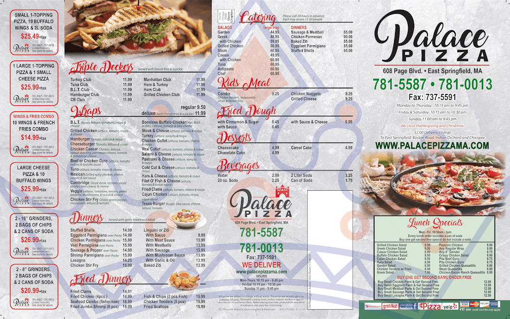 Palace Pizza | restaurant | 608 Page Blvd, East Springfield, MA 01104, USA | 4137810013 OR +1 413-781-0013