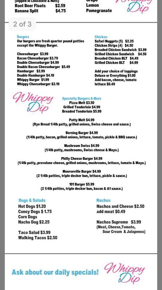 Whippy Dip | restaurant | 209 E South St, Monroeville, IN 46773, USA | 2606232101 OR +1 260-623-2101