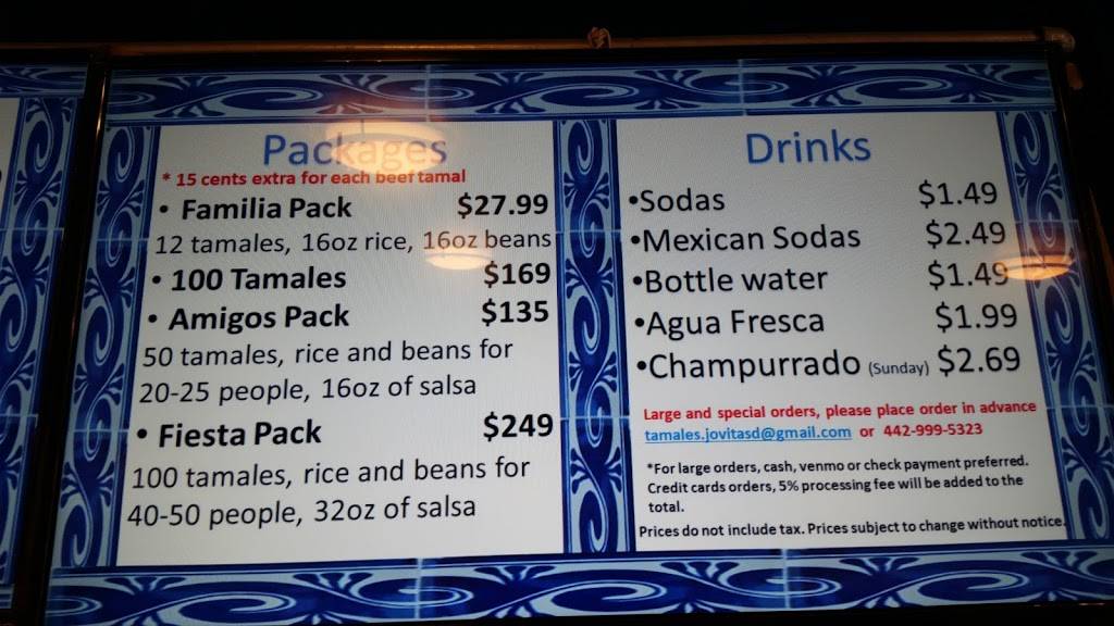Tamales Jovita | restaurant | 158 W Grand Ave, Escondido, CA 92025, USA | 4429995323 OR +1 442-999-5323