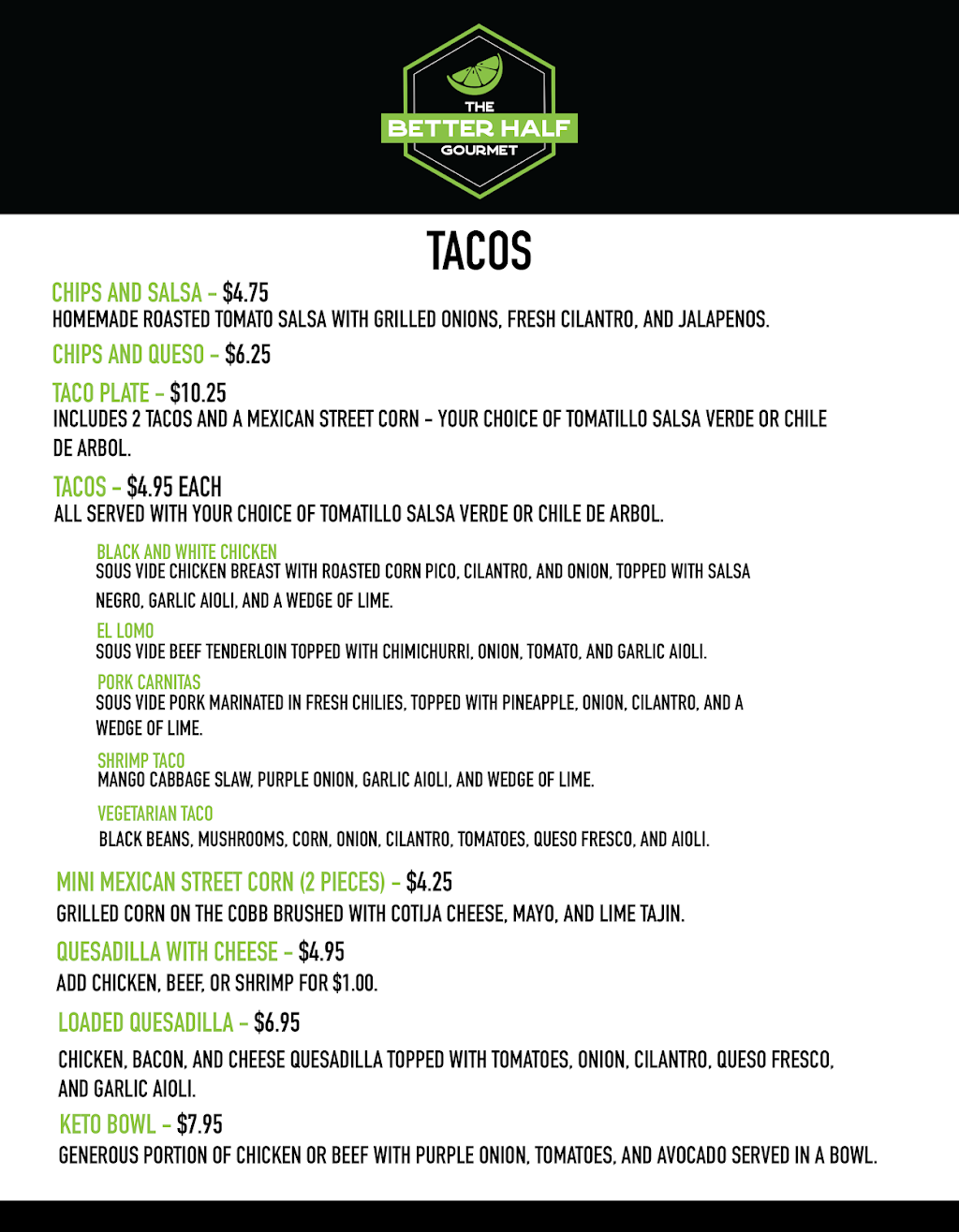 The Better Half Gourmet Food Truck and Catering | restaurant | 403 E Main St, Tomball, TX 77375, USA | 8329536001 OR +1 832-953-6001