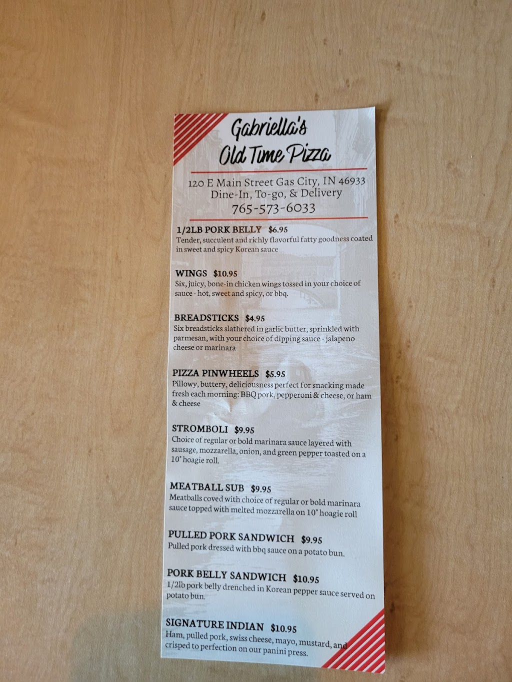 Gabriella’s Old Time Pizza | restaurant | 120 E Main St, Gas City, IN 46933, USA | 7655736033 OR +1 765-573-6033