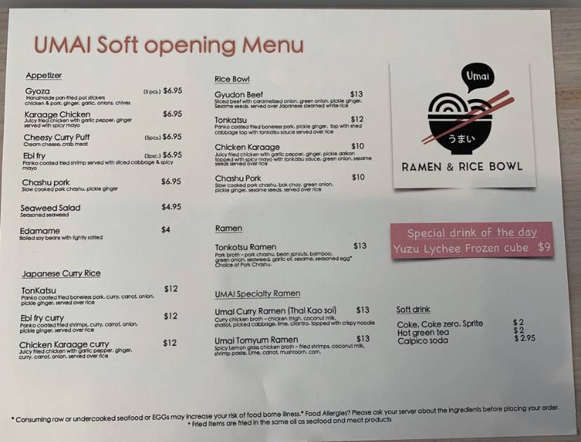 Umai ramen | restaurant | 482 Elden St, Herndon, VA 20170, USA | 5717526122 OR +1 571-752-6122