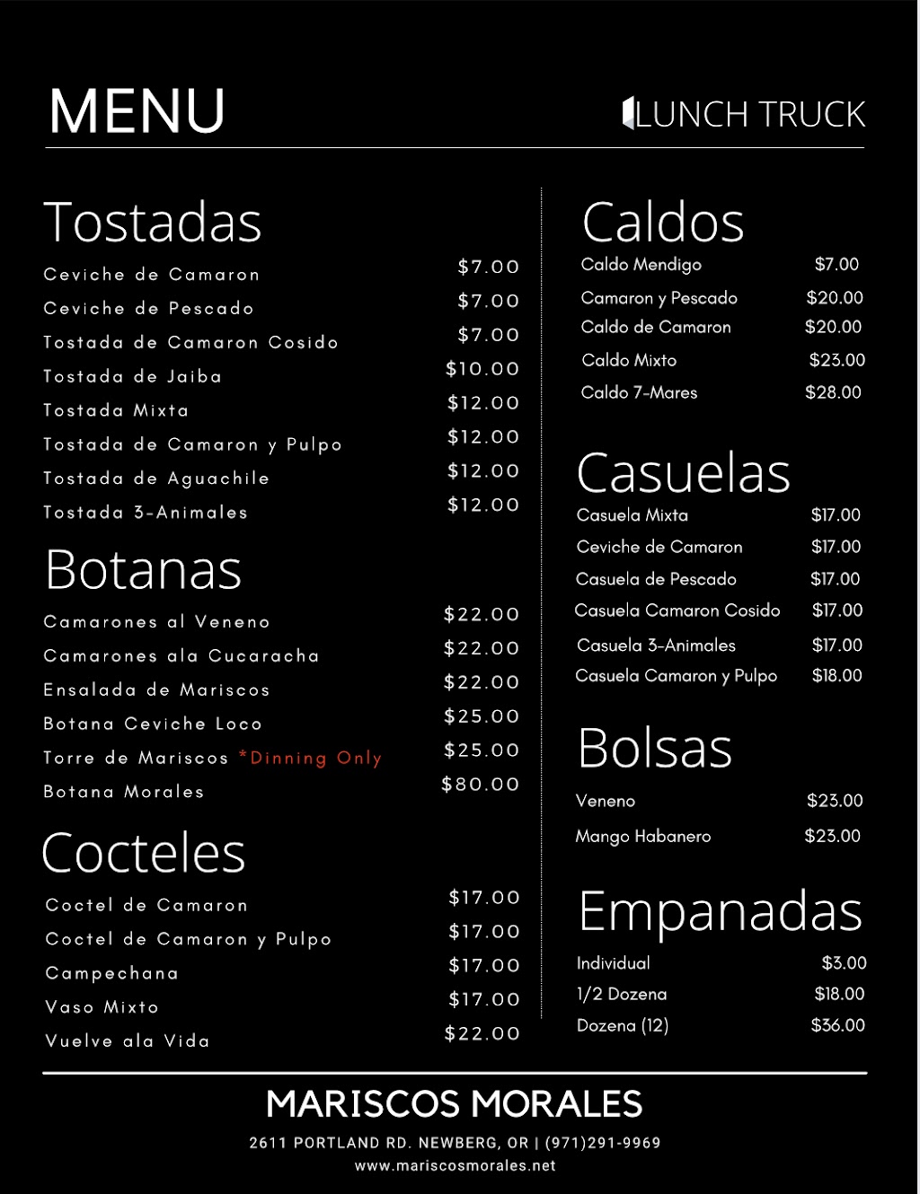 Mariscos Morales Lonchera - Newberg | restaurant | 2611 Portland Rd, Newberg, OR 97132, USA | 9712919969 OR +1 971-291-9969