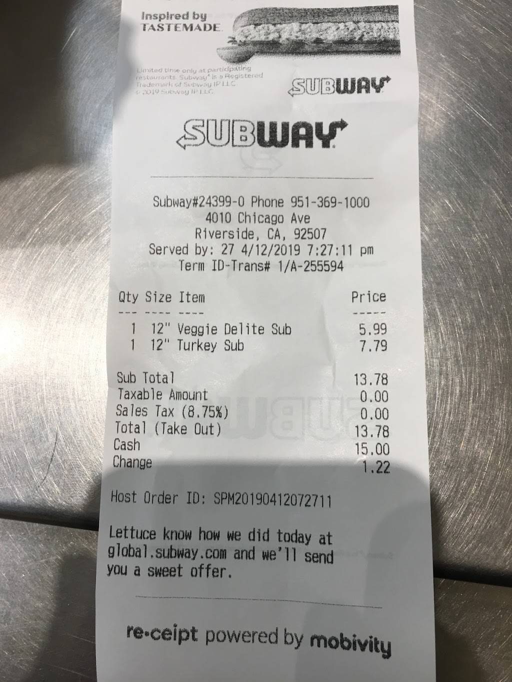 Subway Restaurants | restaurant | 4010 Chicago Ave, Riverside, CA 92507, USA | 9513691000 OR +1 951-369-1000