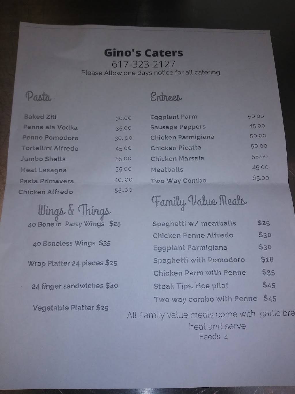 Ginos Trattoria | restaurant | 419 Baker St, West Roxbury, MA 02132, USA | 6173232127 OR +1 617-323-2127