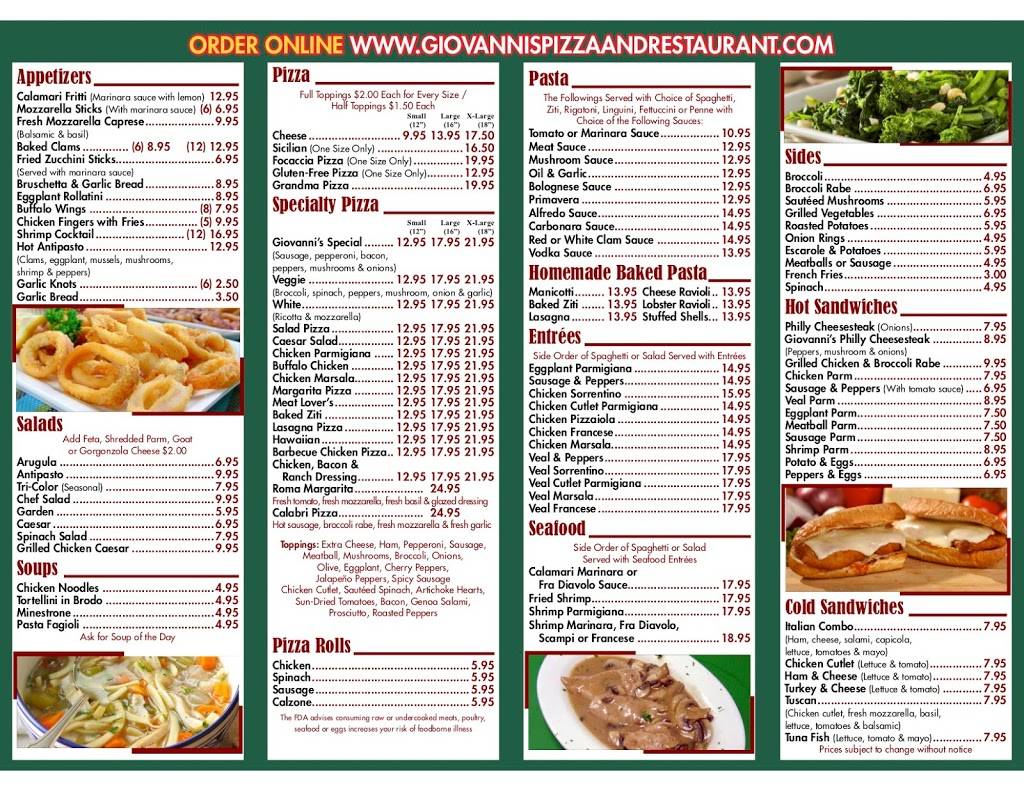 Giovannis Pizza & Restaurant | restaurant | 1315 U.S. 9, Wappingers Falls, NY 12590, USA | 8456326988 OR +1 845-632-6988