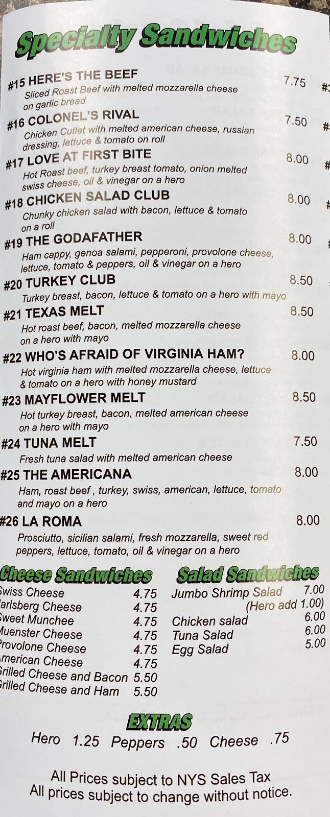 A&J Sandwich Shop | restaurant | 140 NY-109, West Babylon, NY 11704, USA | 6314829900 OR +1 631-482-9900