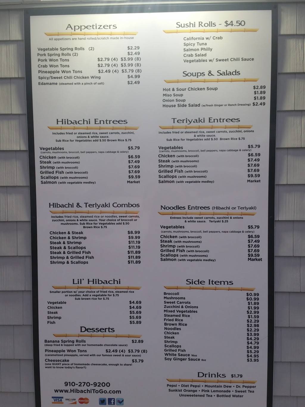 Hibachi To Go | restaurant | 15248 US-17 N, Hampstead, NC 28443, USA | 9102709200 OR +1 910-270-9200