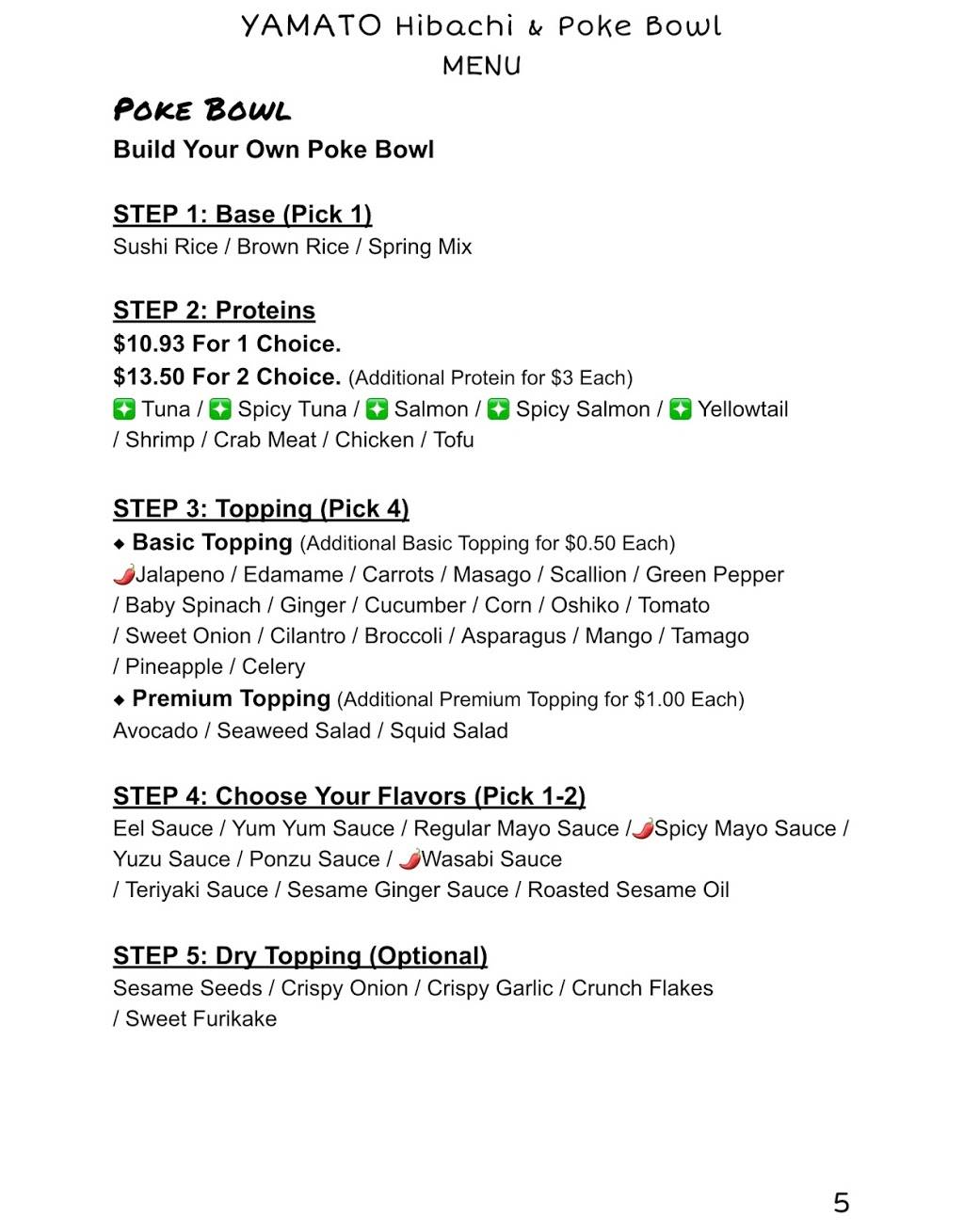 YAMATO Hibachi & Poke Bowl | restaurant | 134 N Eagleville Rd Unit D, Storrs, CT 06268, USA | 8604771366 OR +1 860-477-1366