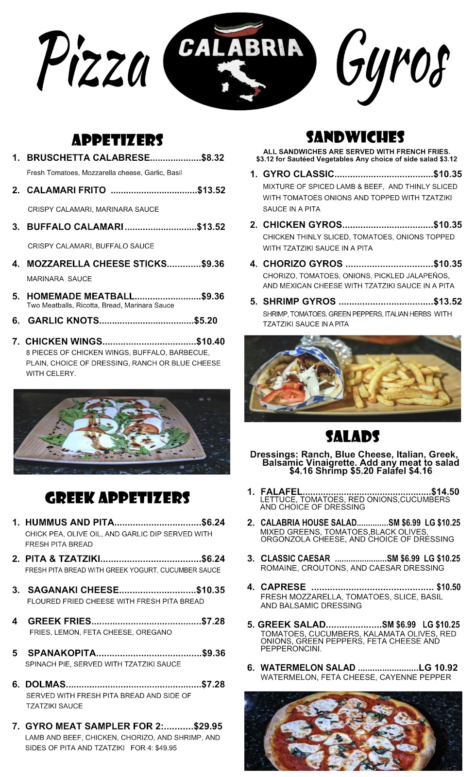 Calabria Pizza & Gyros | restaurant | 26251 S Tamiami Trail Unit 5, Bonita Springs, FL 34134, USA | 2396767243 OR +1 239-676-7243