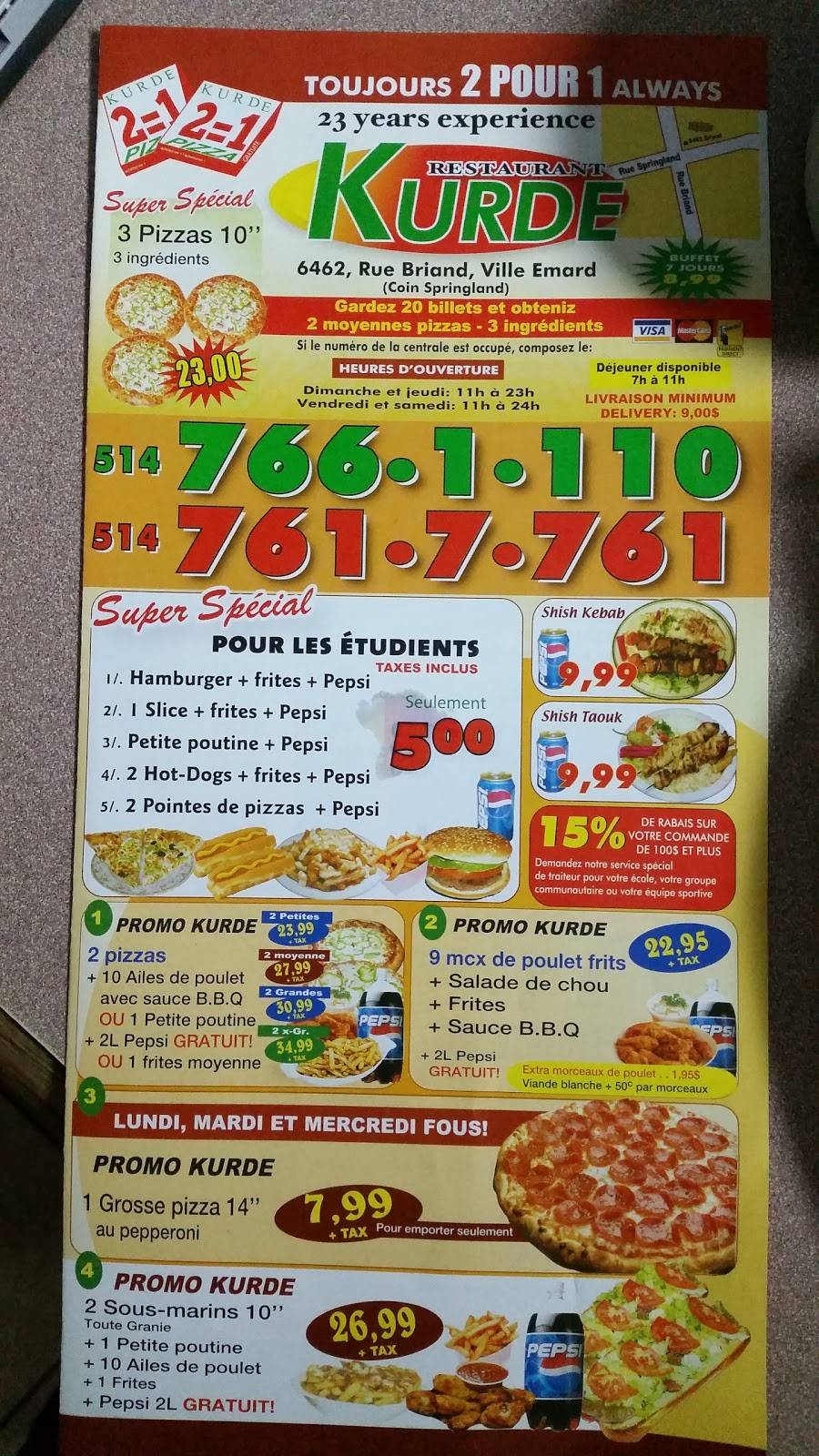 Kurde Pizza | meal delivery | 6462 Rue Briand, Montréal, QC H4E 3L1, Canada | 5149002268 OR +1 514-900-2268