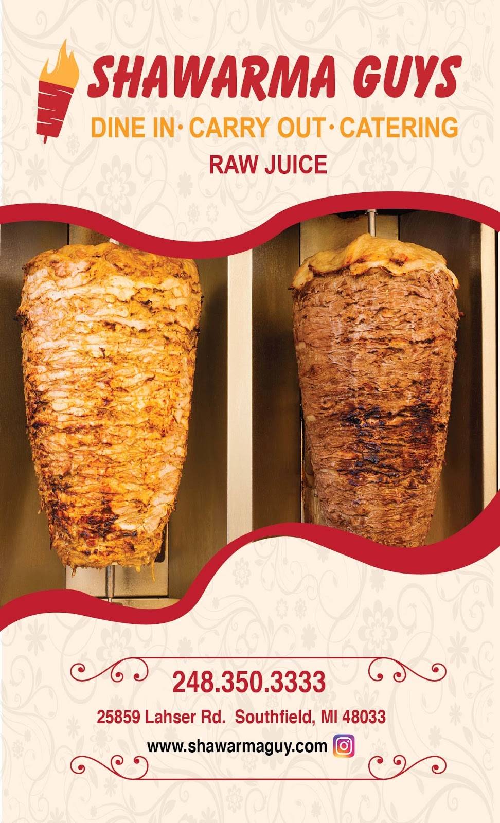 SHAWARMA GUYS | restaurant | 25859 Lahser Rd, Southfield, MI 48033, USA | 2483503333 OR +1 248-350-3333