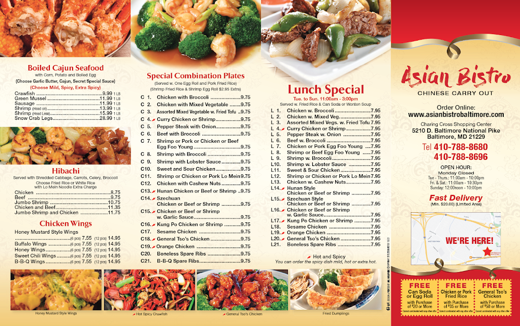 Asian Bistro | restaurant | 5210 Baltimore National Pike, Baltimore, MD 21229, USA | 4107888680 OR +1 410-788-8680