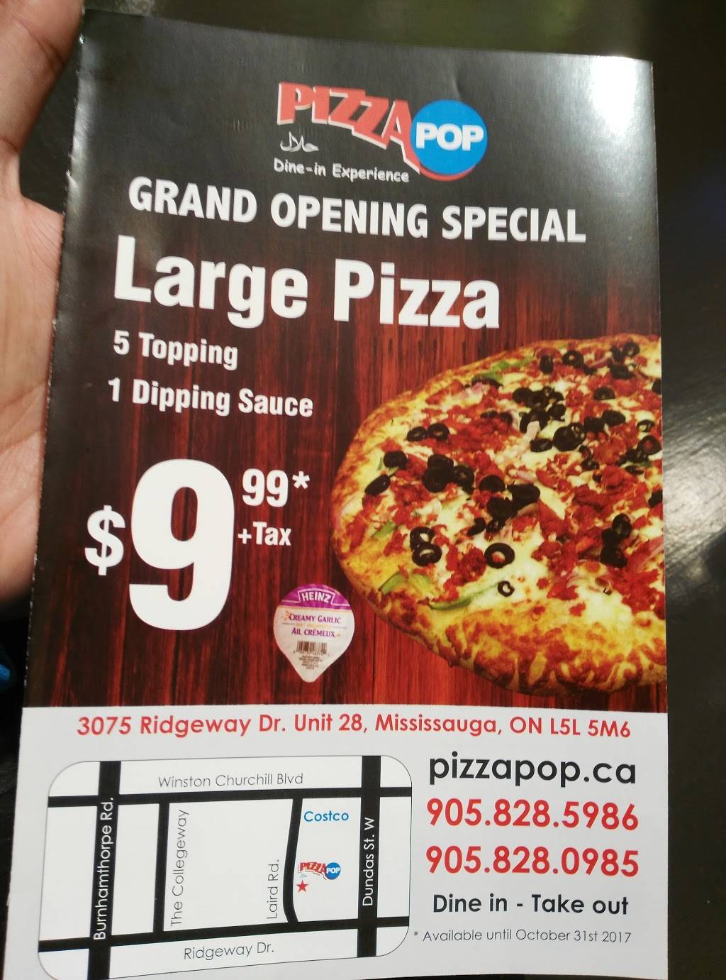Pizza Pop | restaurant | 3075 Ridgeway Dr Mississauga, ON L5L 5X8 Ridgeway Dr, Mississauga, ON L5L 5X8, Canada | 9058285986 OR +1 905-828-5986