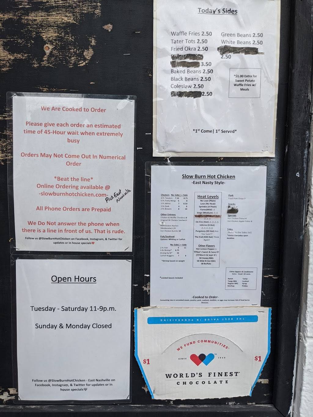 Slow Burn Hot Chicken -East Nashville | restaurant | 726 Mcferrin Ave, Nashville, TN 37206, USA | 6297026815 OR +1 629-702-6815