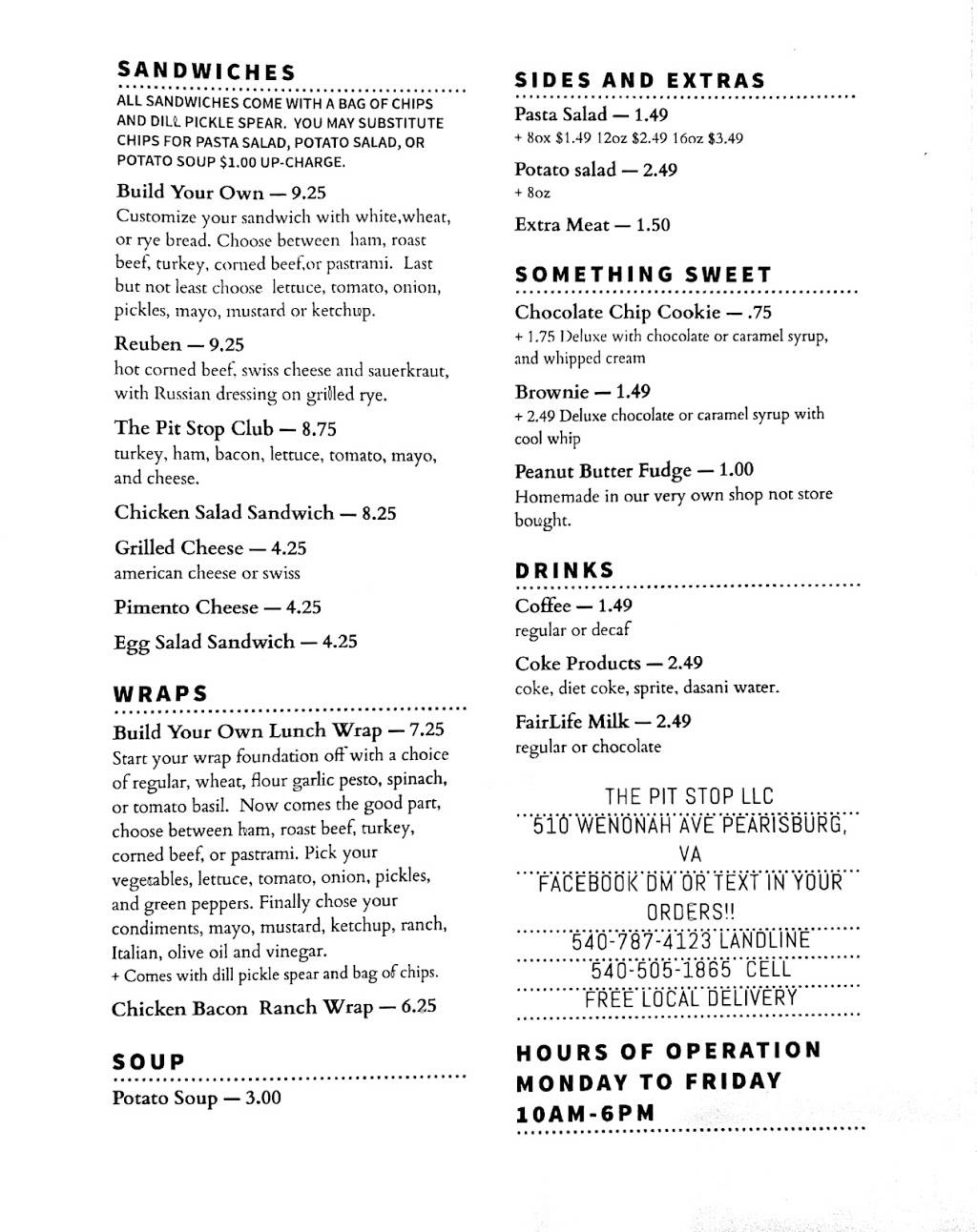 The Pit Stop LLC | restaurant | 510 Wenonah Ave, Pearisburg, VA 24134, USA | 5405051865 OR +1 540-505-1865