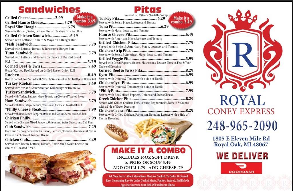 Royal Coney Express | restaurant | 1805 E Eleven Mile Rd, Royal Oak, MI 48067, USA | 2489652090 OR +1 248-965-2090