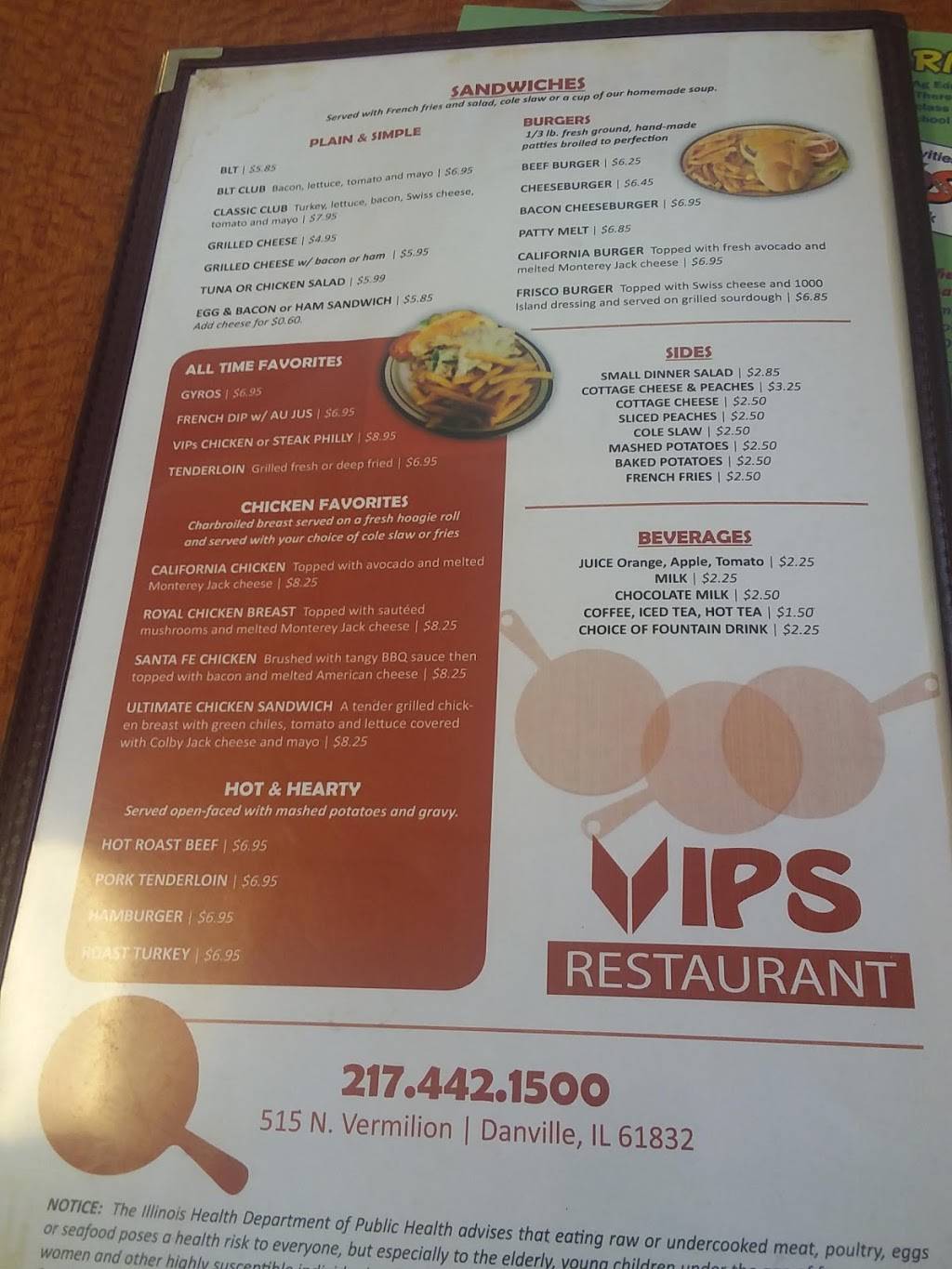 Vips | restaurant | 515 N Vermilion St, Danville, IL 61832, USA | 2174421500 OR +1 217-442-1500