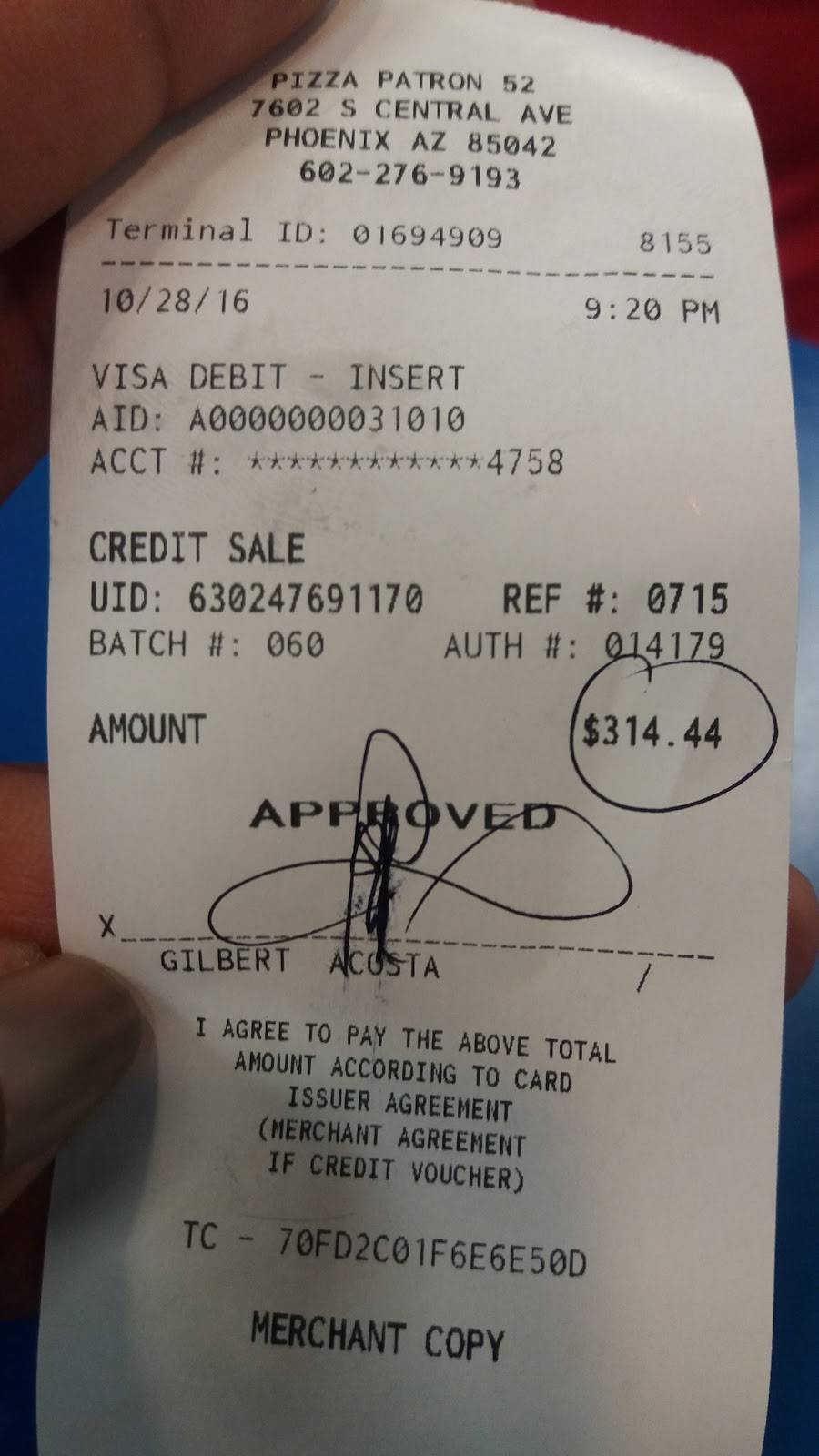 Pizza Patron | meal takeaway | 7602 S Central Ave, Phoenix, AZ 85042, USA | 6022769193 OR +1 602-276-9193