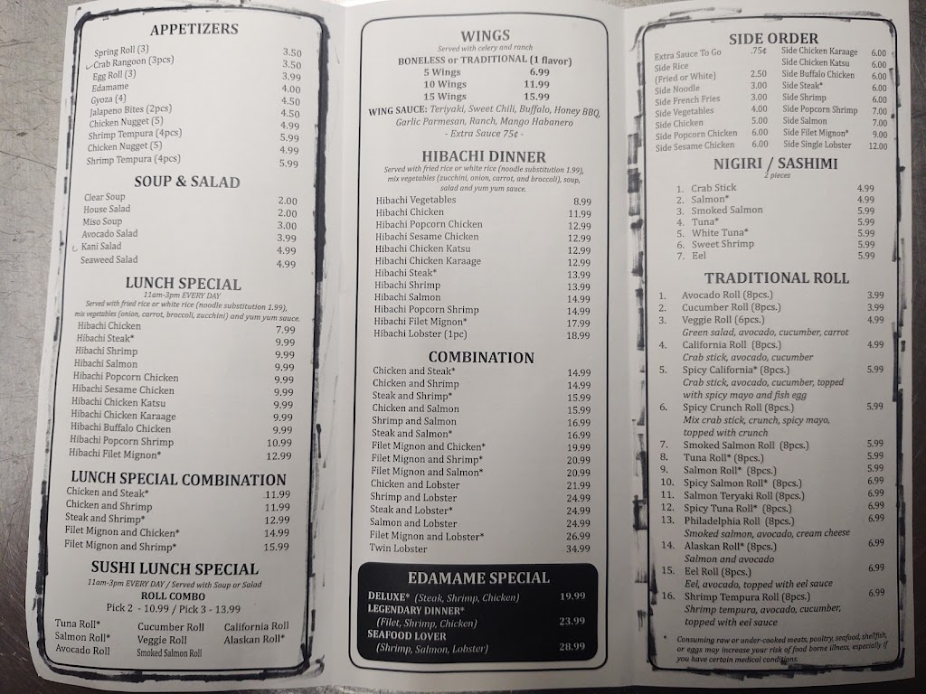 EDAMAME HIBACHI, WINGS, AND SUSHI | restaurant | 1159 E Main St, Ashland, OH 44805, USA | 4199030600 OR +1 419-903-0600