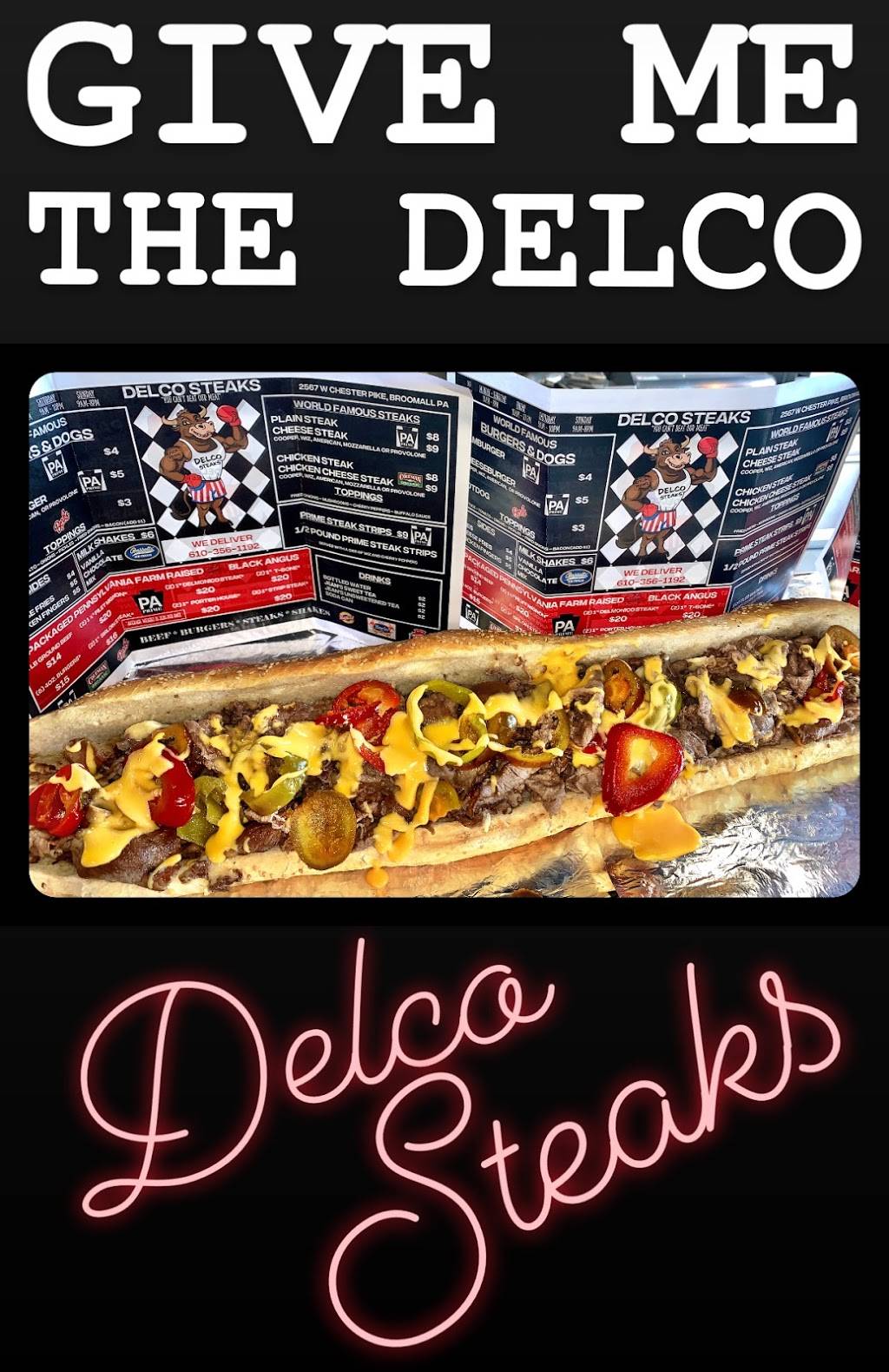 Delco Steaks | restaurant | 2567 West Chester Pike, Broomall, PA 19008, USA | 6103561192 OR +1 610-356-1192