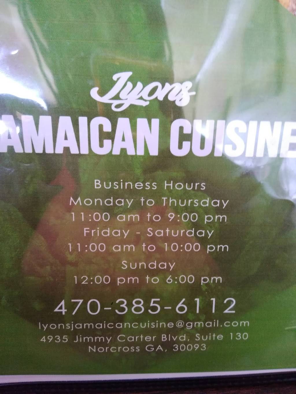 Lyons Jamaican Cuisine LLC | restaurant | 4935 Jimmy Carter Blvd Suite 130, Norcross, GA 30093, USA | 4703856112 OR +1 470-385-6112