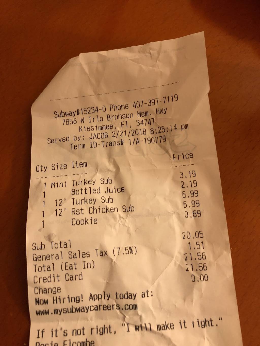 Subway | restaurant | 7856 W Irlo Bronson Memorial Hwy, Kissimmee, FL 34747, USA | 4073977119 OR +1 407-397-7119