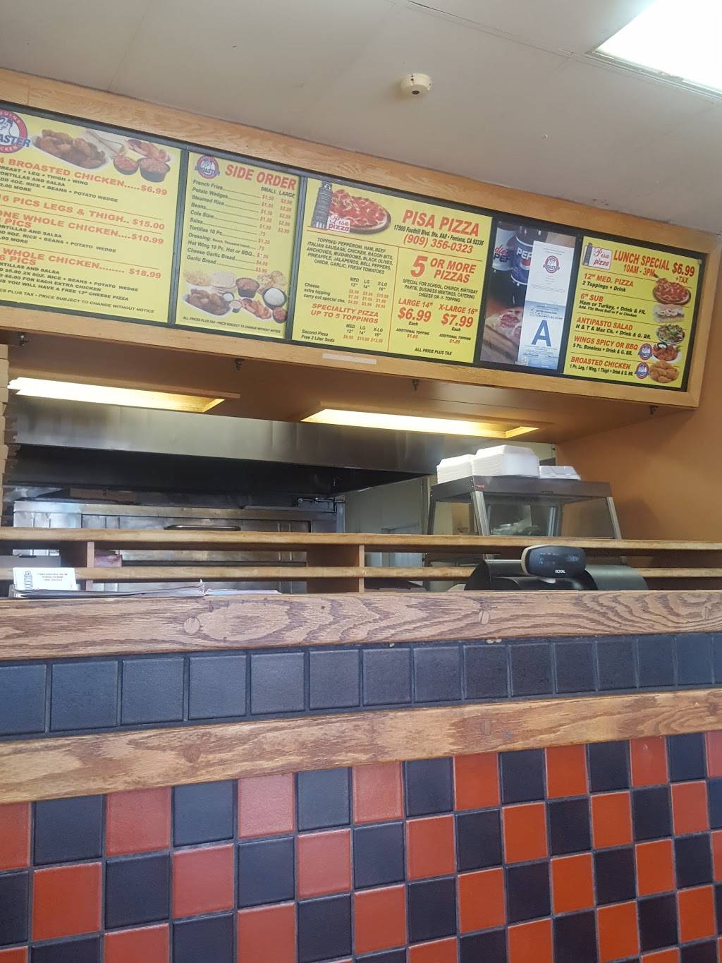 Pisa Pizza | restaurant | 17500 E Foothill Blvd # A8, Fontana, CA 92335, USA | 9093560323 OR +1 909-356-0323