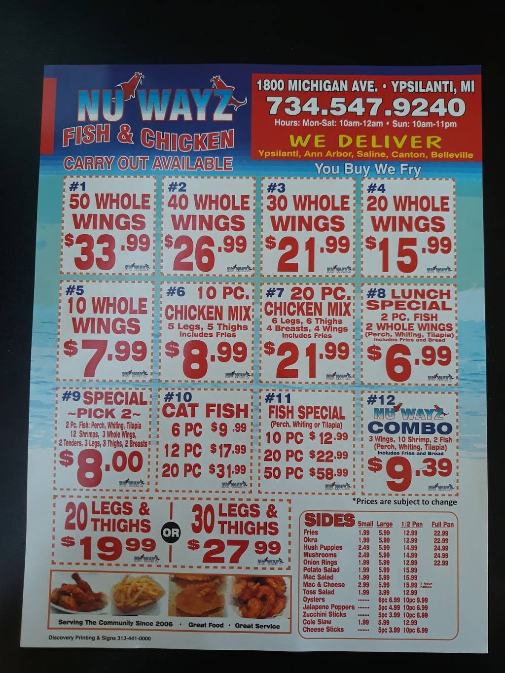 Nu Wayz Fish & Chicken | restaurant | 1800 E Michigan Ave, Ypsilanti, MI 48198, USA | 7345479240 OR +1 734-547-9240