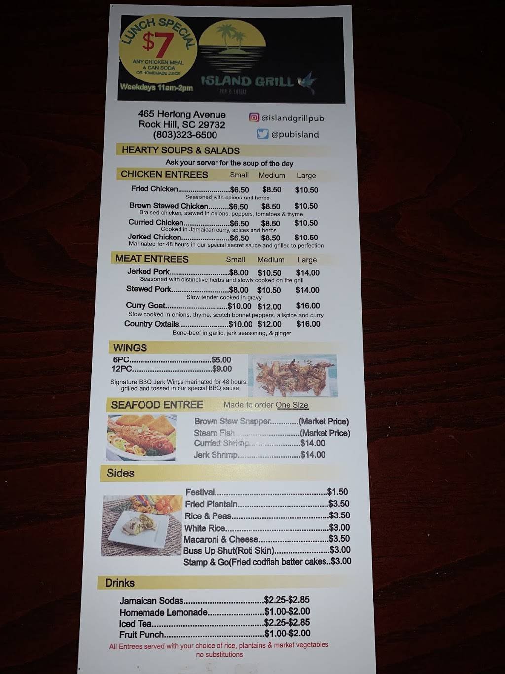 Island Grill & Pub | restaurant | 465 S Herlong Ave, Rock Hill, SC 29732, USA | 8033236500 OR +1 803-323-6500