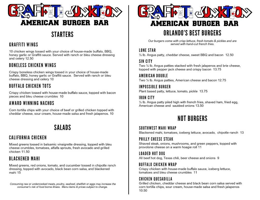 Graffiti Junktion Curry Ford | restaurant | 4544 Curry Ford Rd, Orlando, FL 32812, USA | 4072772883 OR +1 407-277-2883