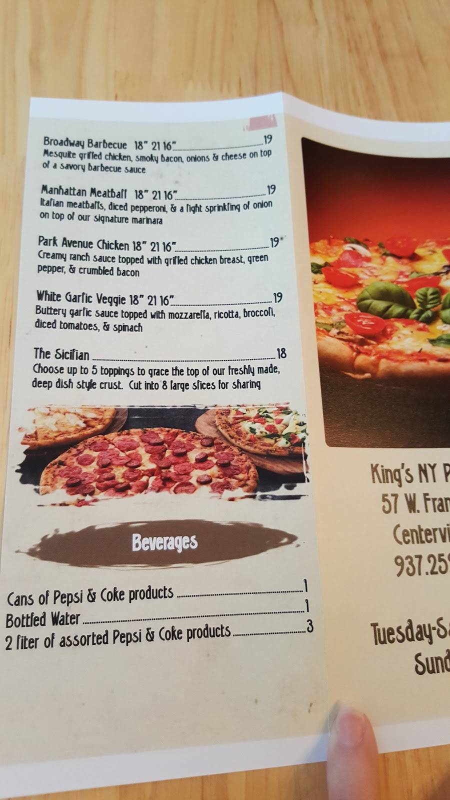 King’s NY Pizzeria | restaurant | 57 W Franklin St, Centerville, OH 45459, USA | 9372598390 OR +1 937-259-8390