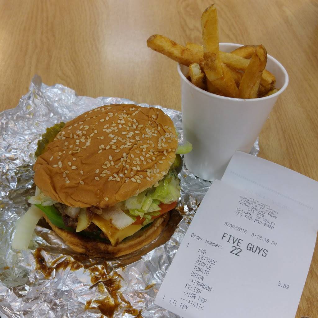 Five Guys | meal takeaway | 13350 Dallas Pkwy, Dallas, TX 75240, USA | 9722398470 OR +1 972-239-8470