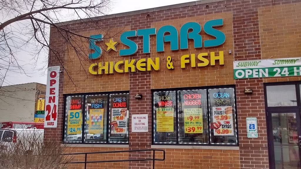 5 Stars Chicken and Fish | restaurant | 7908 S Halsted St, Chicago, IL 60620, USA | 7736518000 OR +1 773-651-8000