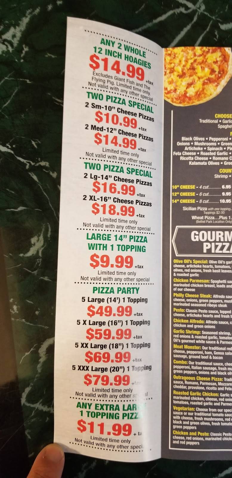 Olive Oils Pizza | restaurant | 930 Brookline Blvd, Pittsburgh, PA 15226, USA | 4125610999 OR +1 412-561-0999