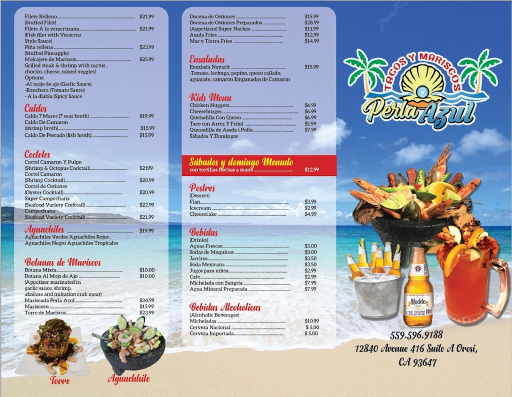 Tacos Y Mariscos Perla Azul | restaurant | 12840 Avenue 416, Orosi, CA 93647, USA | 5595965063 OR +1 559-596-5063