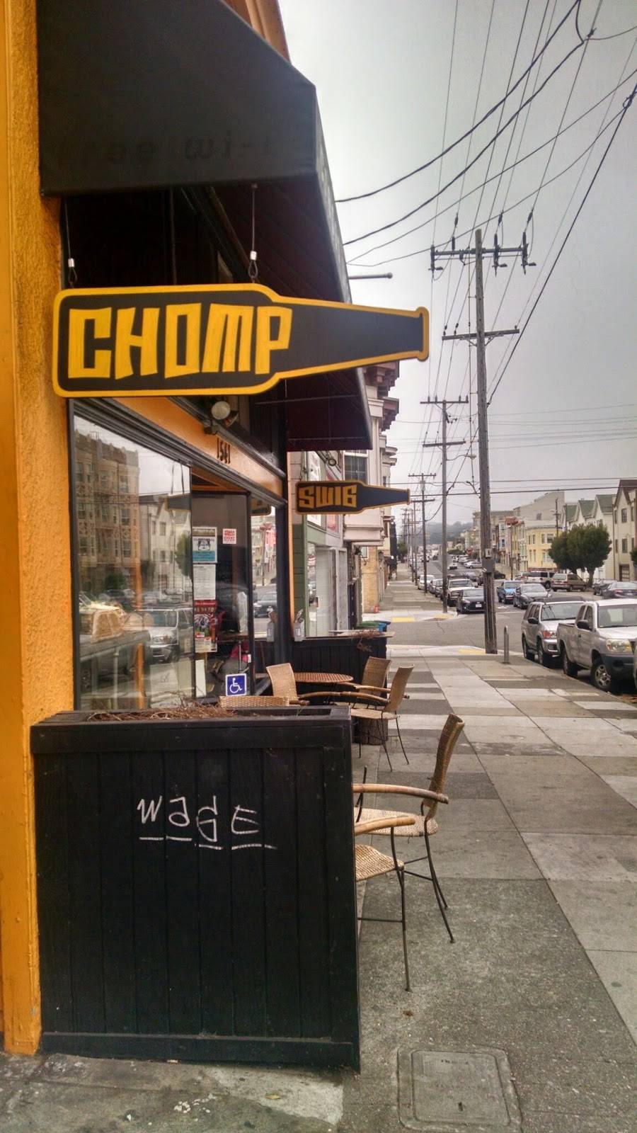 Chomp N Swig | restaurant | 5203 Geary Blvd, San Francisco, CA 94118, USA | 6282802463 OR +1 628-280-2463