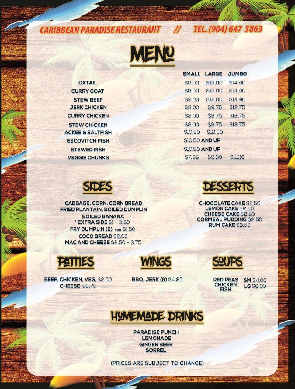 Caribbean Paradise Restaurant | restaurant | 900-14 Dunn Ave, Jacksonville, FL 32218, USA | 9046475863 OR +1 904-647-5863