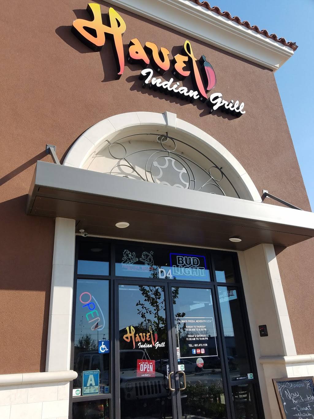Haveli Indian Grill | restaurant | 3300 Buena Vista Rd Suite D4, Bakersfield, CA 93311, USA | 6614731136 OR +1 661-473-1136
