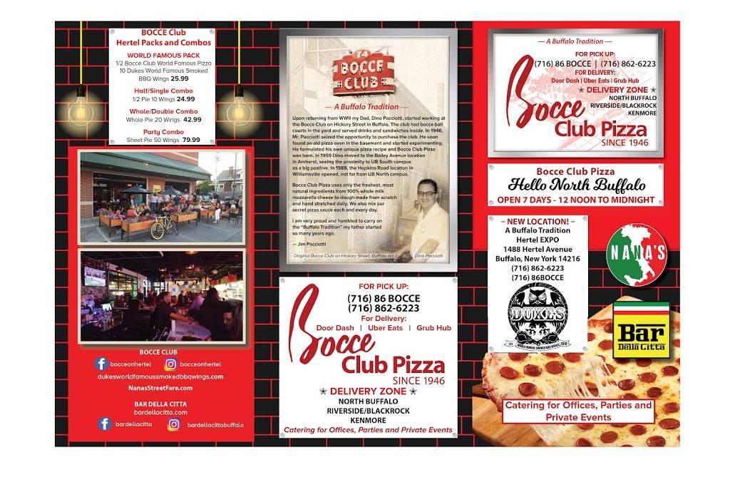 Bocce Club Pizza on Hertel | restaurant | 1488 Hertel Ave, Buffalo, NY 14216, USA | 7168626223 OR +1 716-862-6223