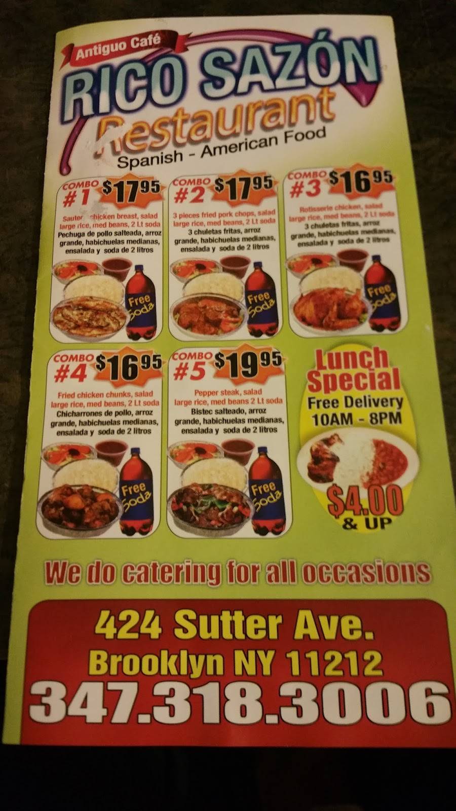 Rico Sazón | restaurant | 424 Sutter Ave, Brooklyn, NY 11212, USA | 3473183006 OR +1 347-318-3006