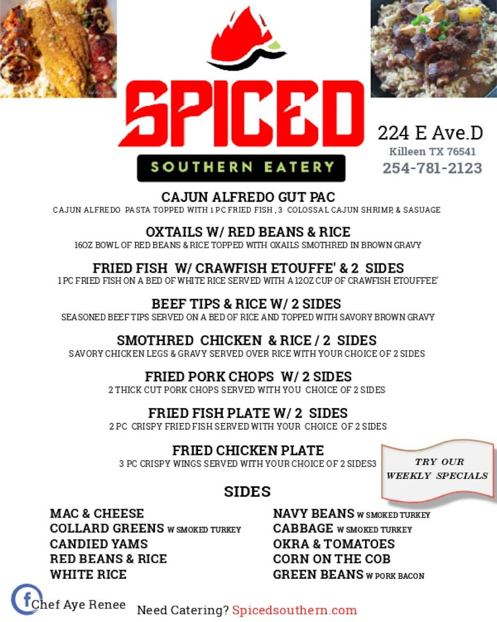 Spiced Southern Eatery | restaurant | 224 E Avenue D, Killeen, TX 76541, USA | 2547812123 OR +1 254-781-2123