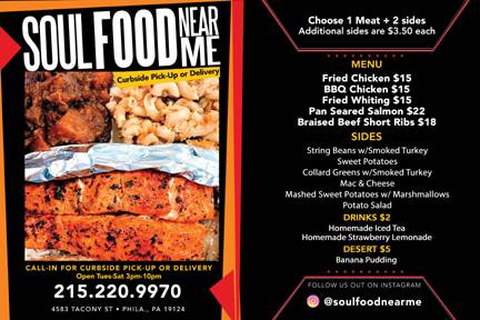 Soul Food Near Me | restaurant | 4583 Tacony St, Philadelphia, PA 19124, USA | 2152209970 OR +1 215-220-9970