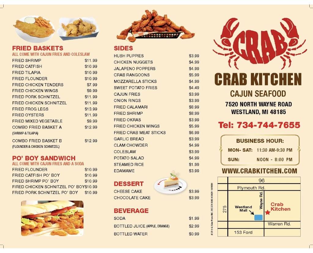 Crab Kitchen Cajun Seafood | restaurant | 7520 N Wayne Rd, Westland, MI 48185, USA | 7347447655 OR +1 734-744-7655