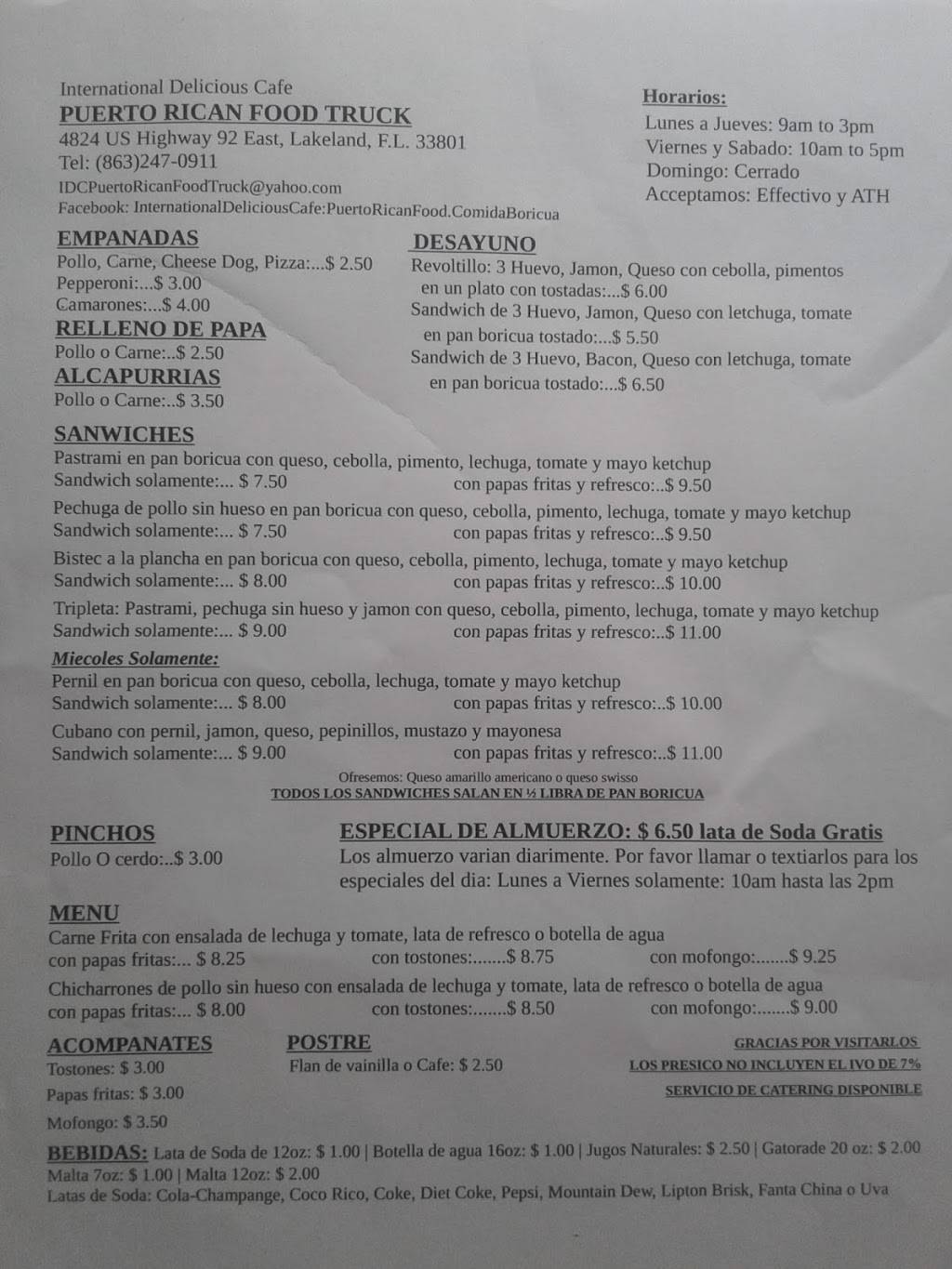 Puerto Rican Food Truck | restaurant | 4824 US-92, Lakeland, FL 33801, USA | 8632470911 OR +1 863-247-0911