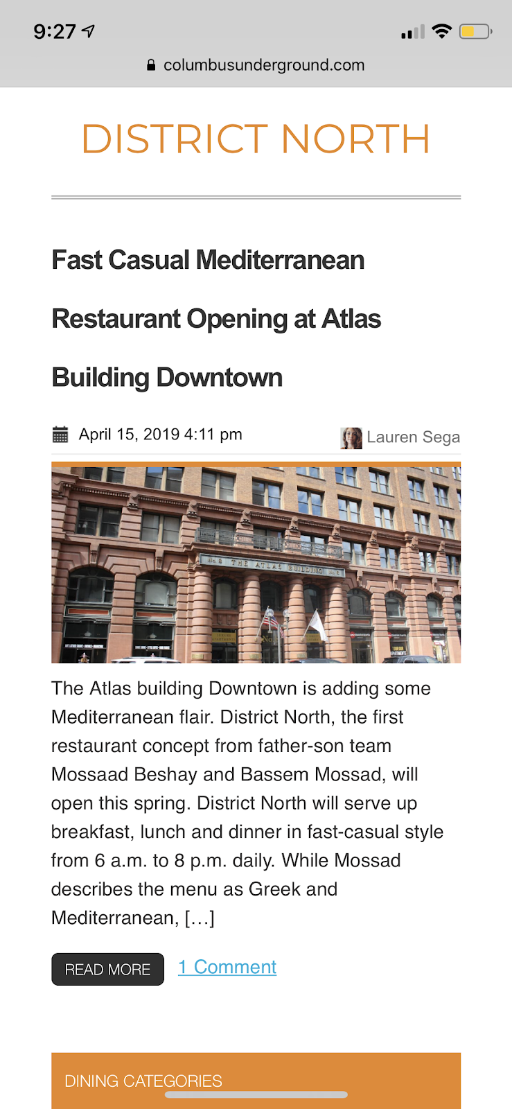 District North | restaurant | 10 E Long St, Columbus, OH 43215, USA | 6145574681 OR +1 614-557-4681