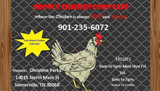 The Chicken Coop Cafe | restaurant | 14015 N Main St, Somerville, TN 38068, USA | 9012356072 OR +1 901-235-6072